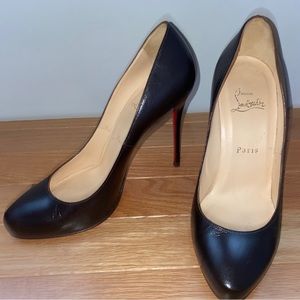 Christian Louboutin Chocolate Brown Almond Toe Leather Pumps Size 39